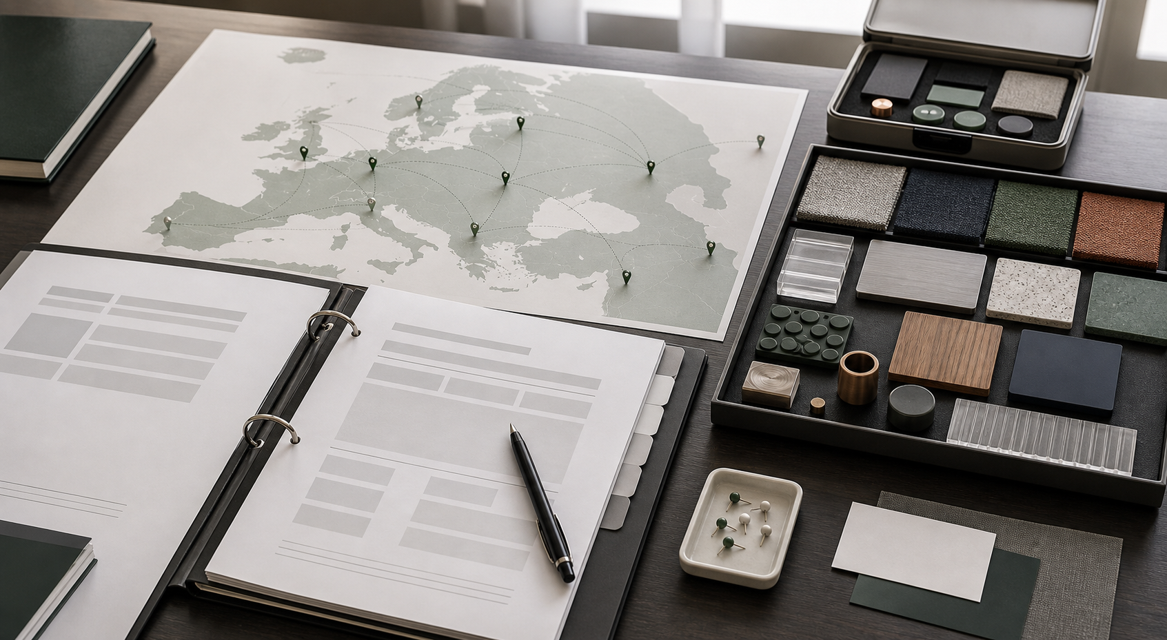 Project brief · material tray · route map · project overview