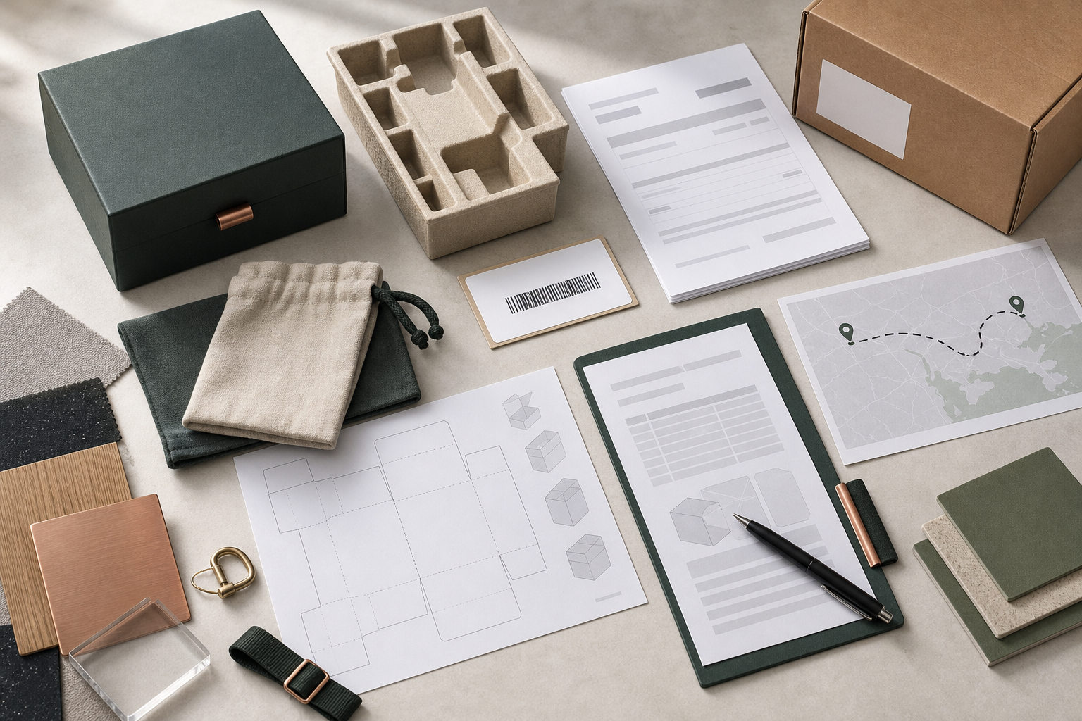 Carton marking · packing list · route map · handover form