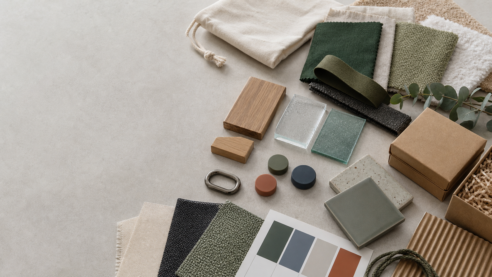 Recycled paper · cotton · eco-ink chips · recyclable packaging · FSC tag
